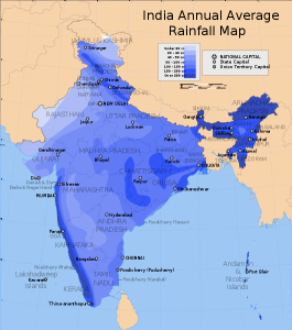 Rainfall distribution over India