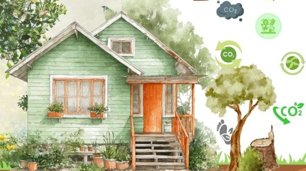 The cover image illustrates a household-scale carbon cycle, integrating aboveground vegetation, soil carbon storage across multiple depths, and residential greenhouse gas emissions. It visually represents the balance between natural carbon sequestration within a residential ecosystem and human-induced emissions, emphasizing the limitations of nature-based storage alone and the need for integrated climate mitigation strategies.