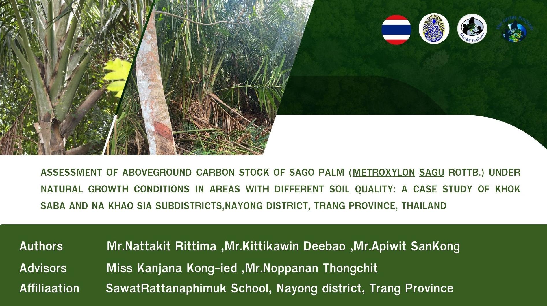 Assessment of Aboveground Carbon Stock of Sago Palm (Metroxylon sagu Rottb.) under Natural Growth Conditions in Areas with Different Soil Quality: A Case Study of Khok Saba and Na Khao Sia Subdistricts, Nayong District, Trang Province, Thailand