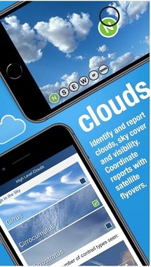 Views of a phone screen with clouds on the display.