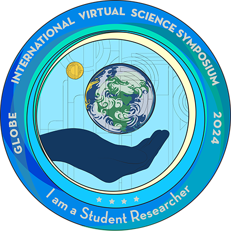 I am a Student Researcher badge. Image of hand holding up globe.