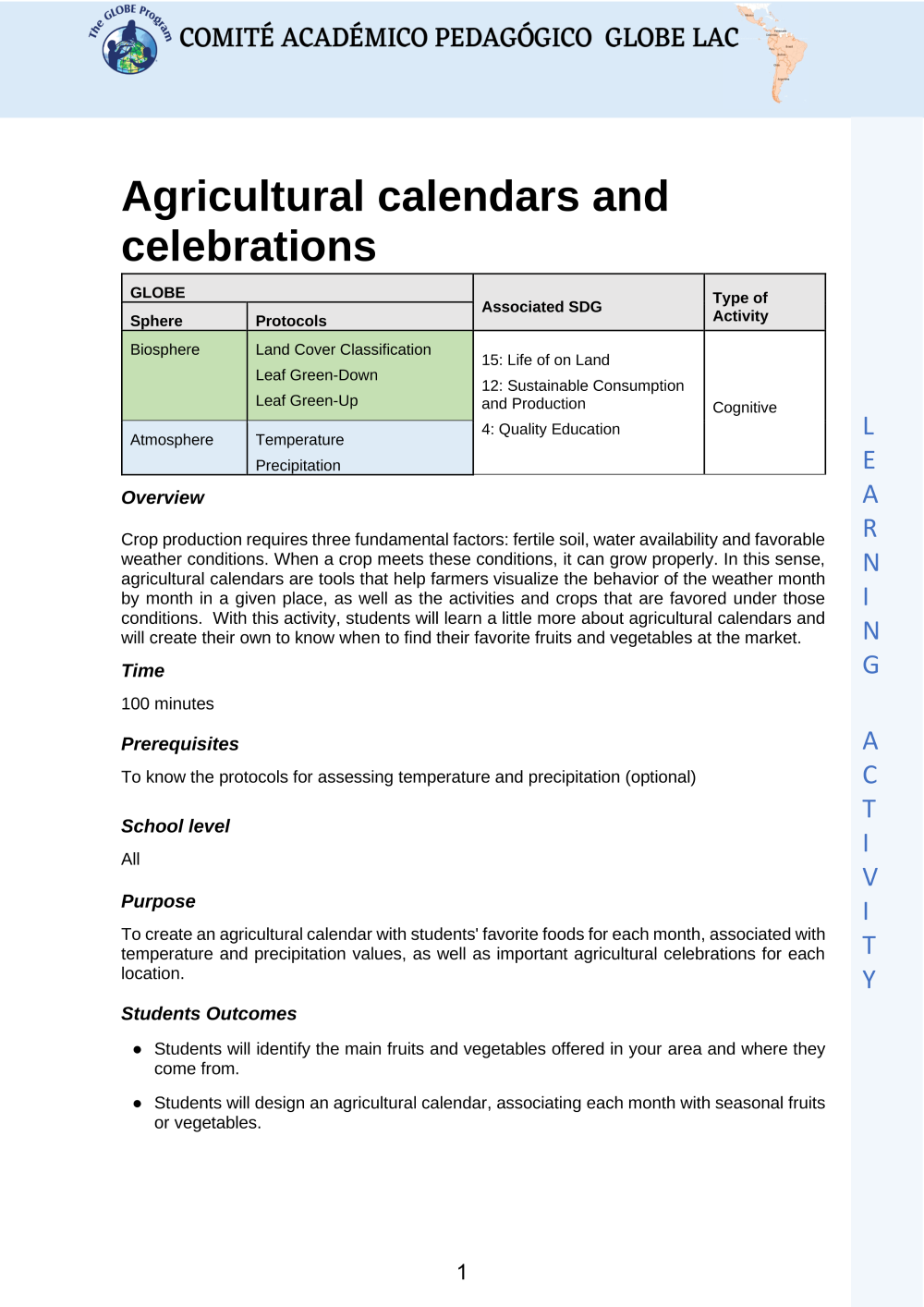 Learning Activities preview for Agricultural calendars and celebrations