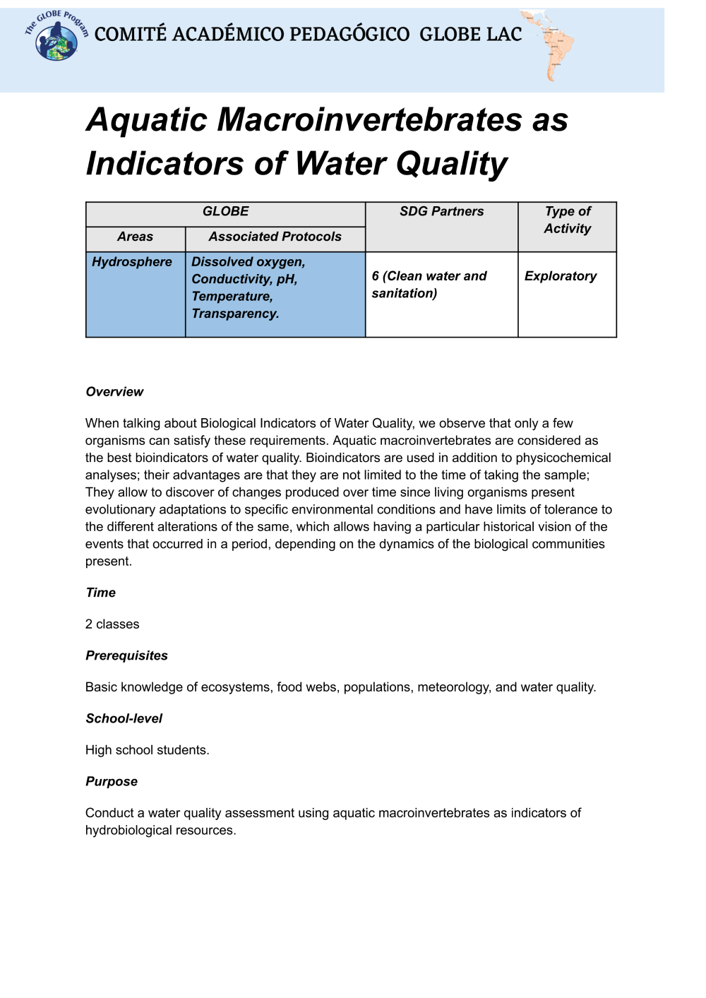 Learning Activities preview for Aquatic Macroinvertebrates as Indicators of Water Quality