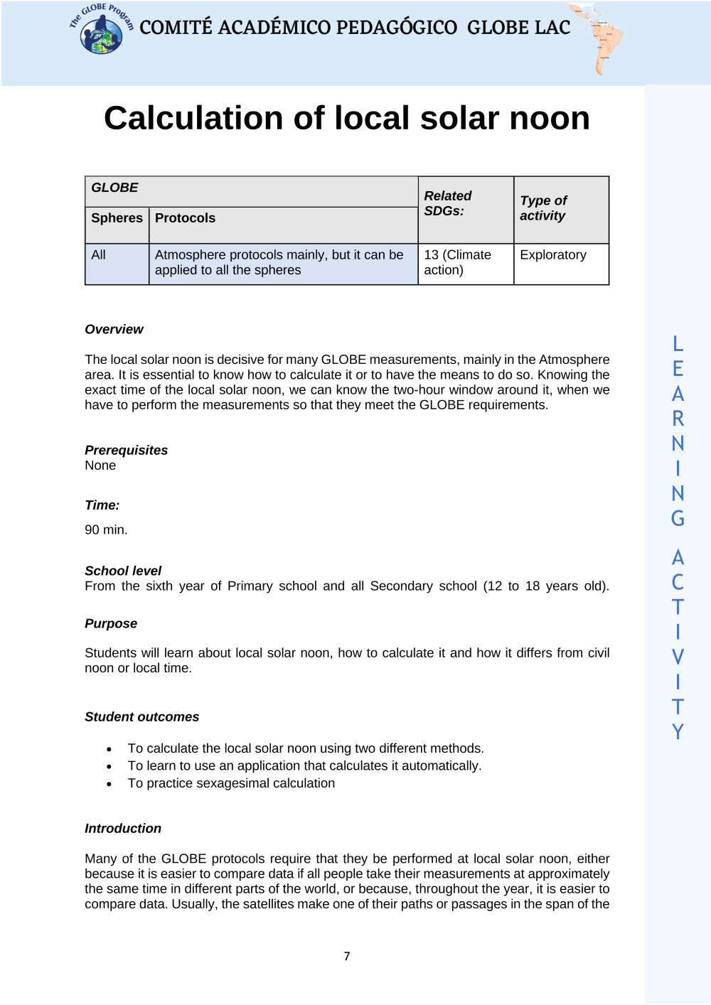 Learning Activities preview for Calculation of local solar noon