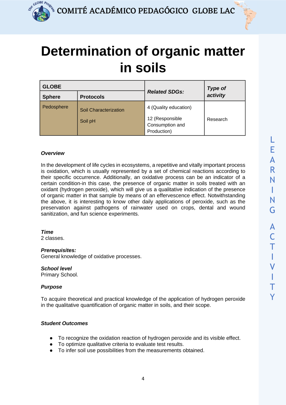 Learning Activities preview for Determination of organic matter in soils