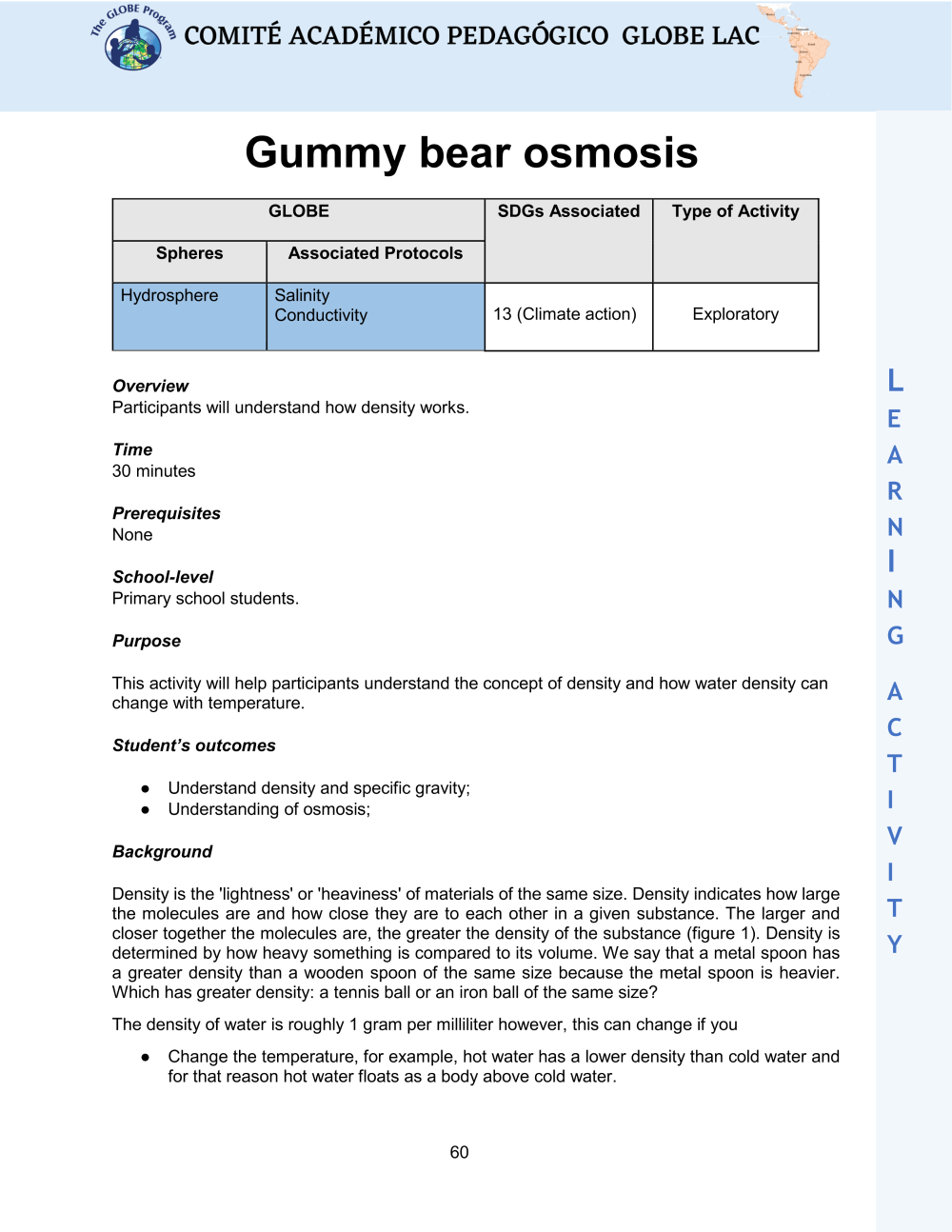 Learning Activities preview for Gummy bear osmosis