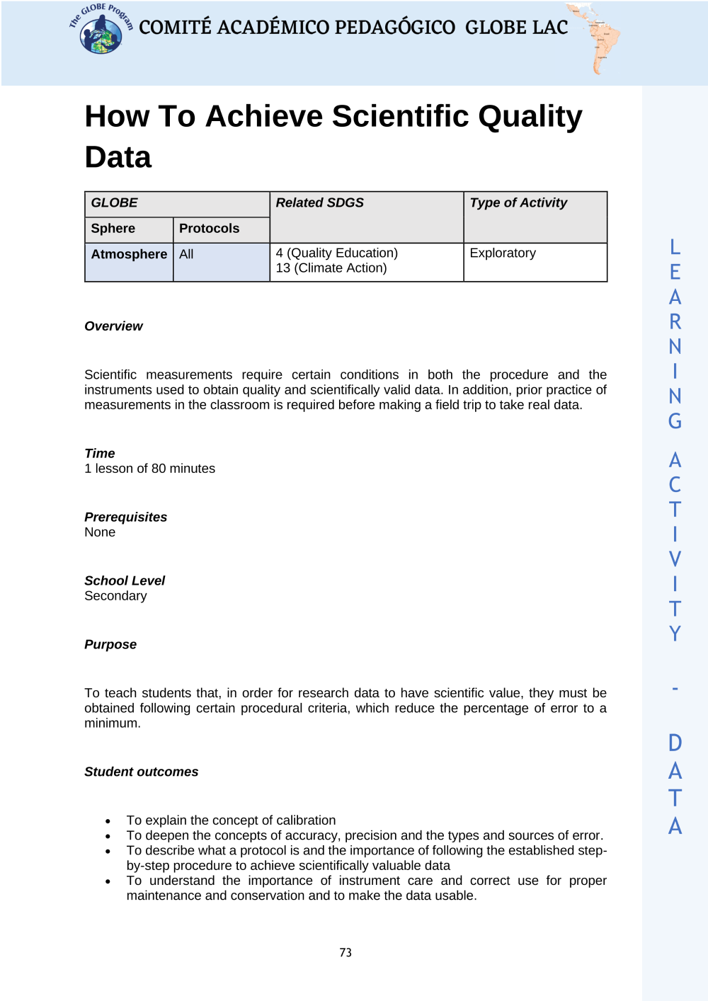 Learning Activities preview for How To Achieve Scientific Quality Data