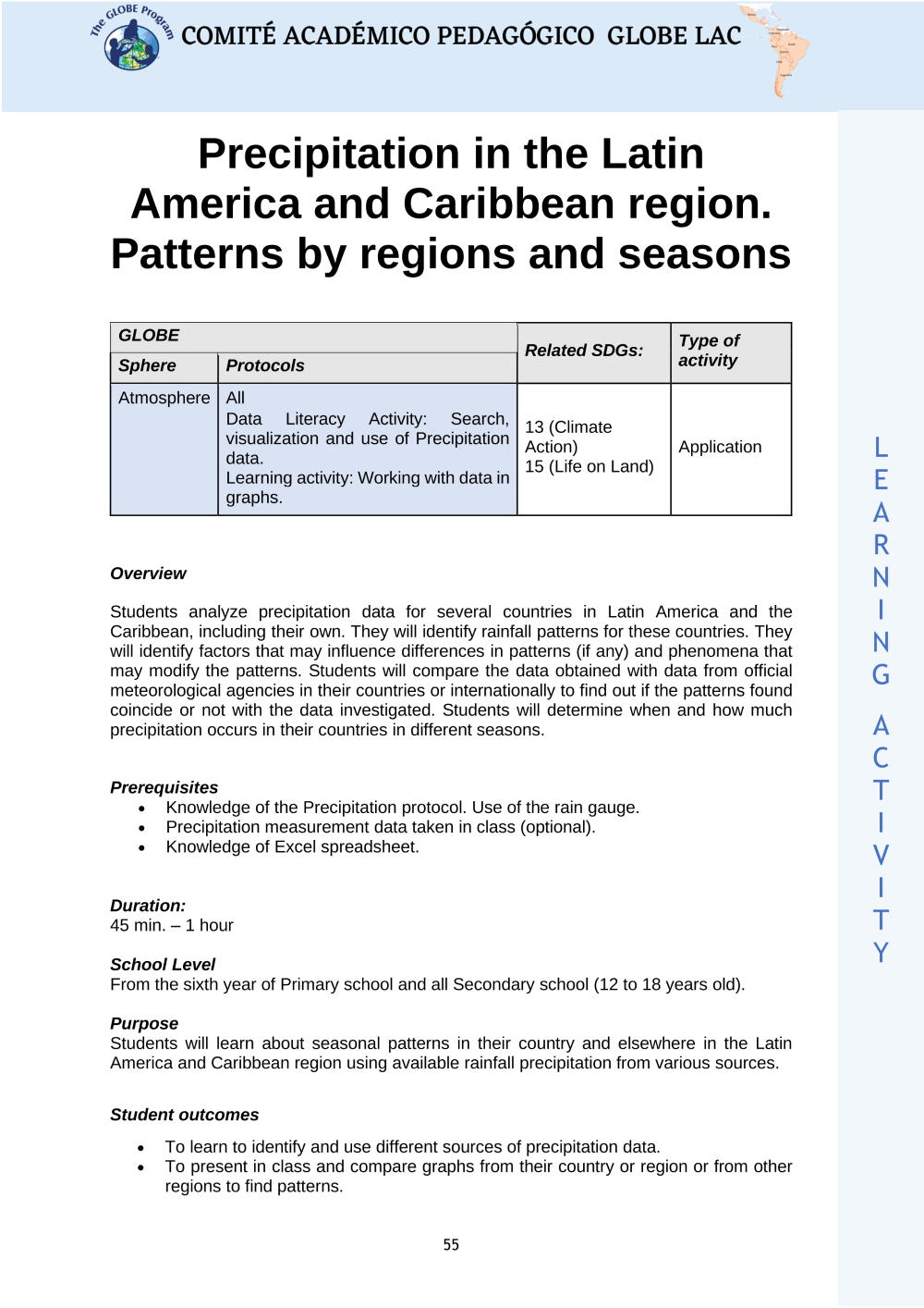 Learning Activities preview for Precipitation in the Latin America and Caribbean region. Patterns by regions and seasons