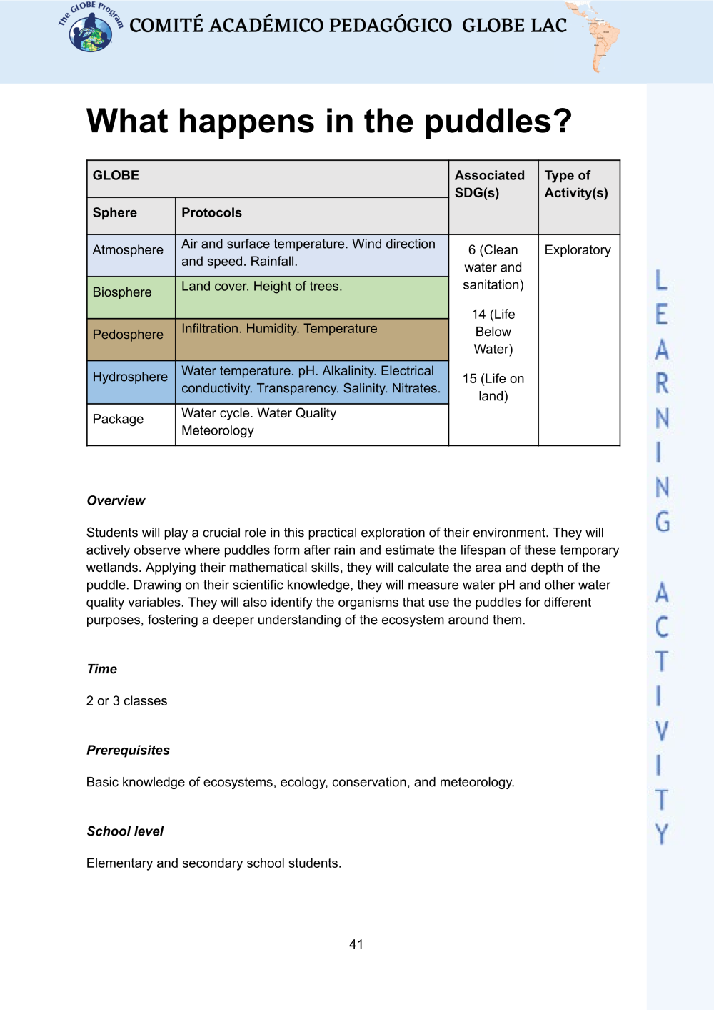 Learning Activities preview for What happens in the puddles