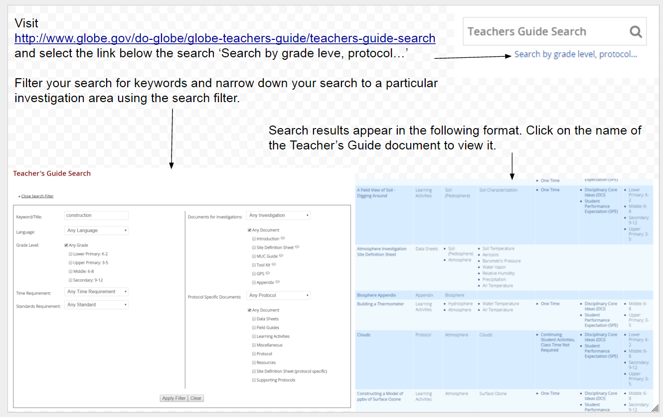 Teacher's Guide Search Tool Graphic