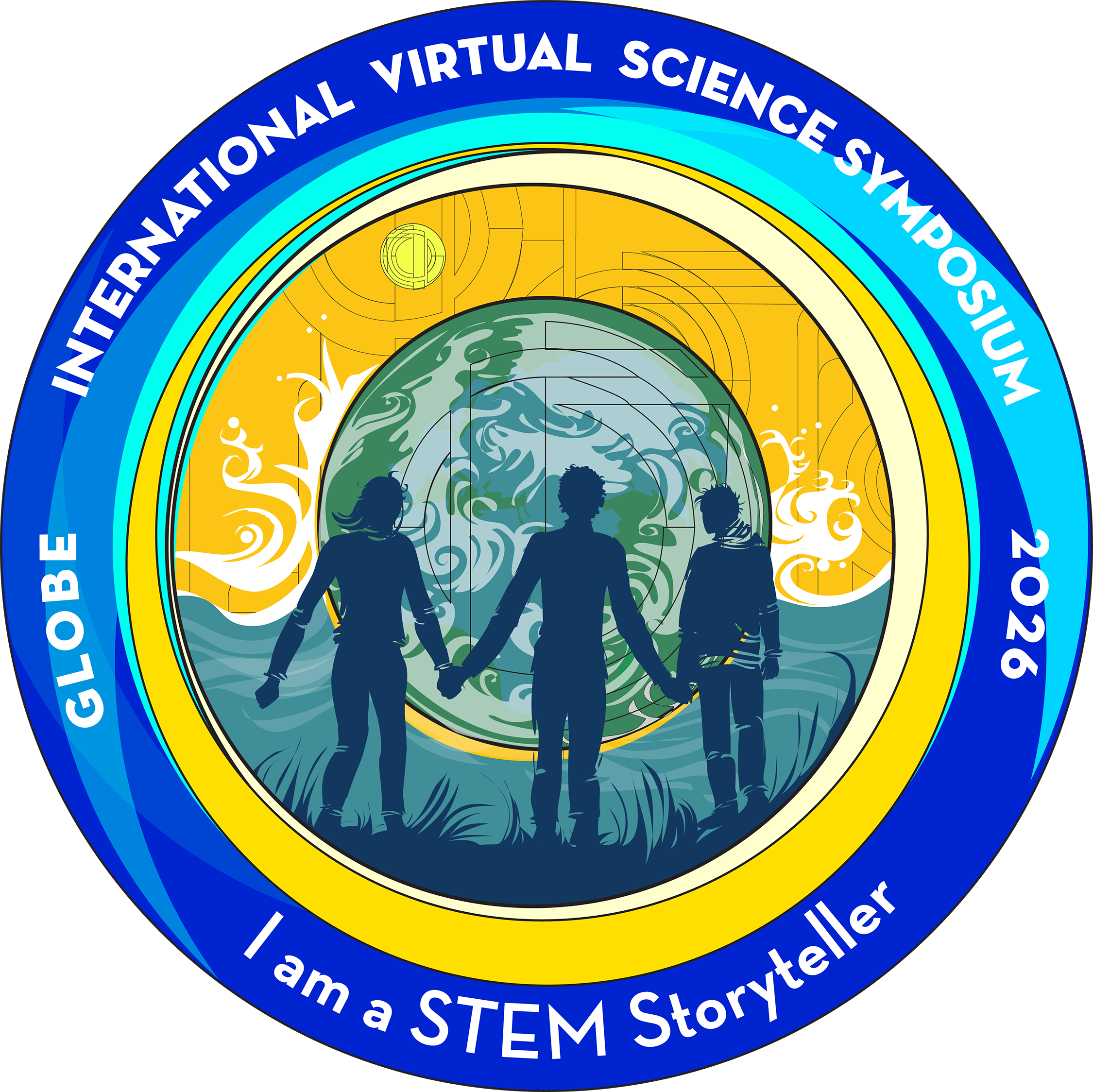 I am a STEM storyteller, with image of three students holding hands.