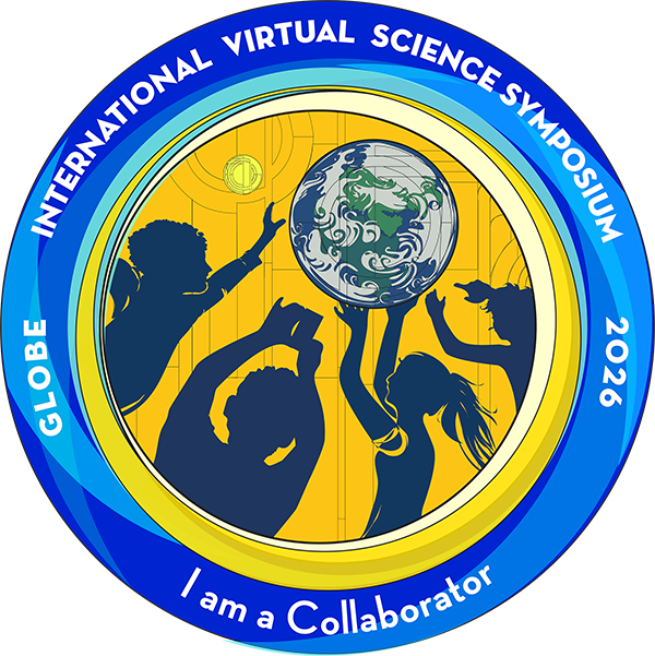 I am a collaborator badge, with image showing four students holding up the globe together.