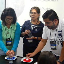 Claudia demonstrating cloud activity to participants.