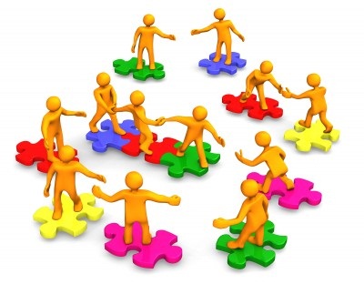 Graphic showing people collaborating