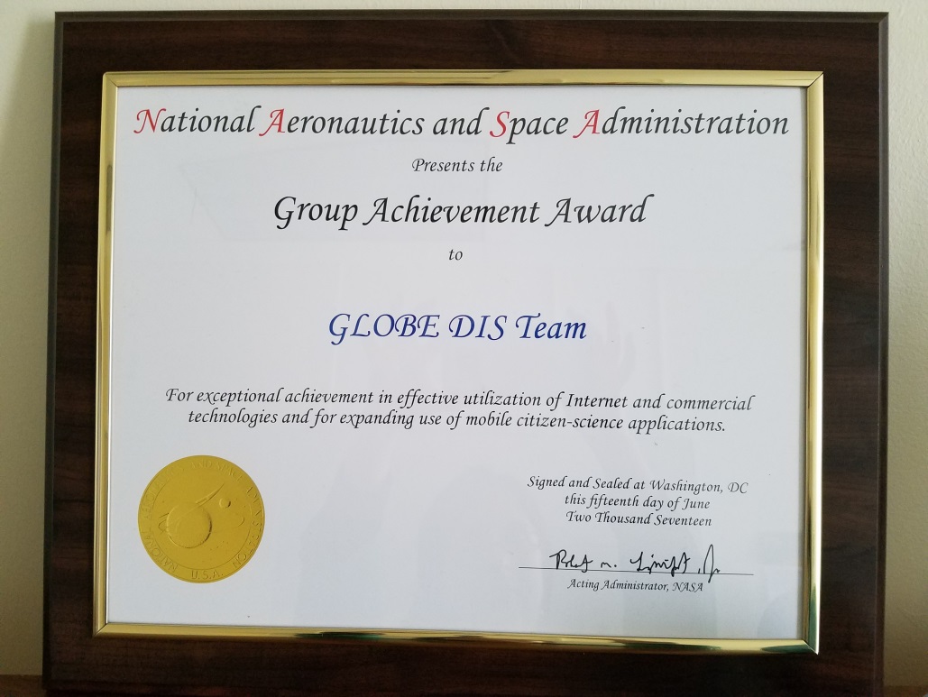 NASA Award to GLOBE DIS Team