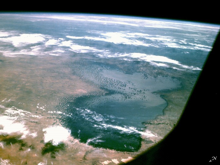 NASA Astronaut photo from Apollo 7 mission of Earth and water