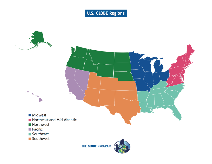 Map of U.S. GLOBE Regions