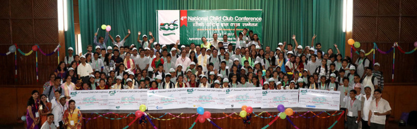 A group photo of students at the National Child Club Conference.