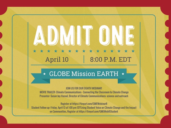"Ticket" to GME webinar on 10 April