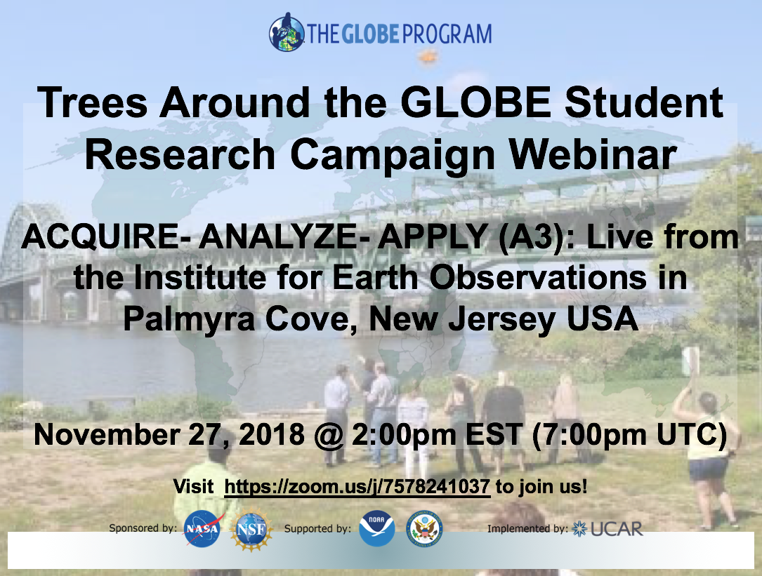 Graphic for the 27 November Trees Around the GLOBE Campaign Webinar