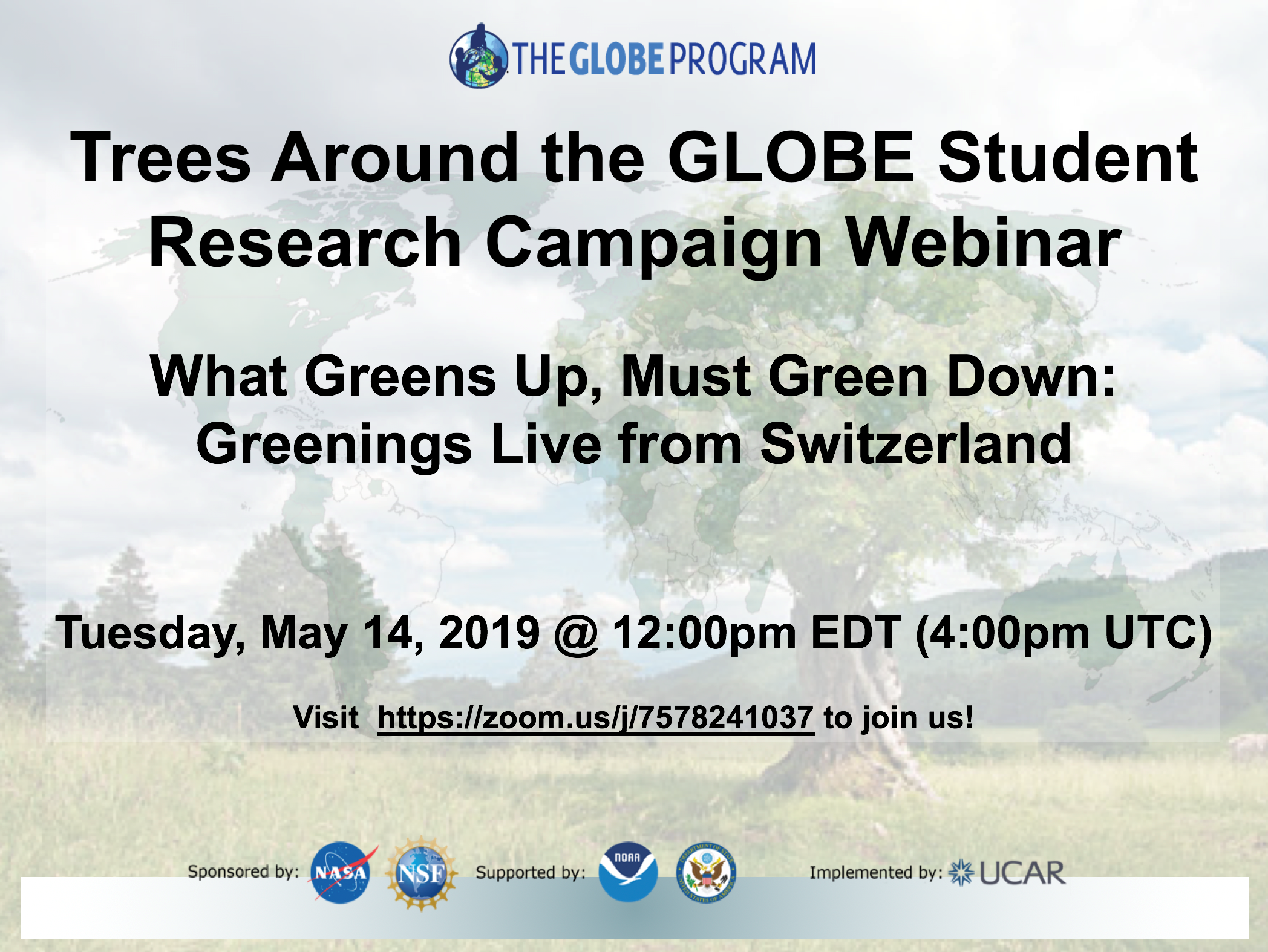 Trees Around the GLOBE 14 May webinar shareable