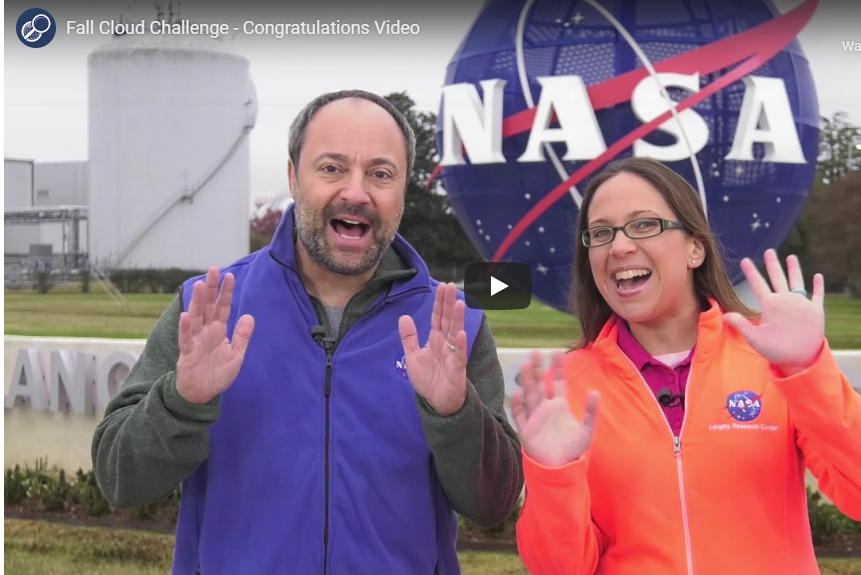 Screen shot from GLOBE 2019 Fall Cloud Challenge congratulatory video