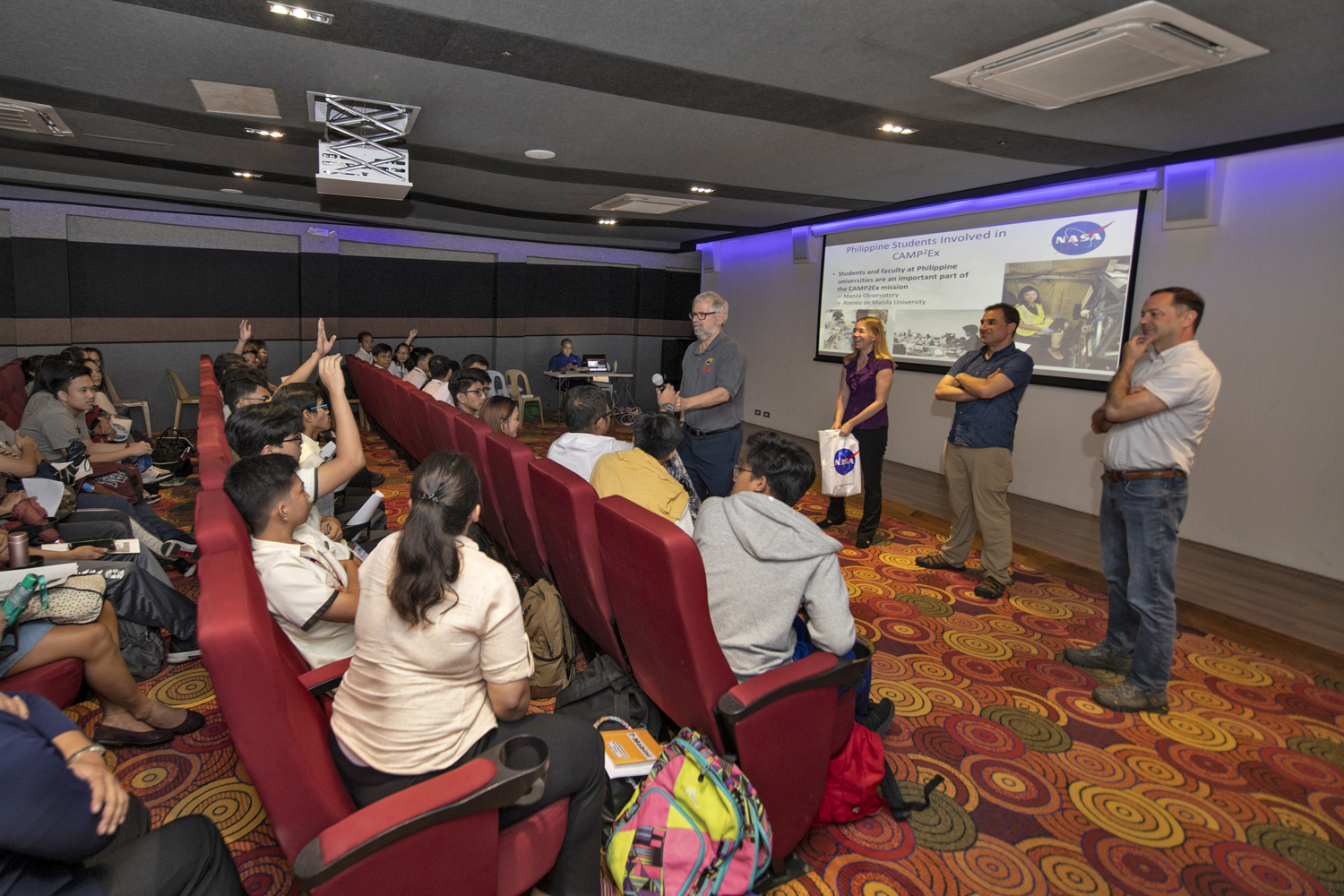 NASA team answers questions from students at the Quezon City Experience Museum.