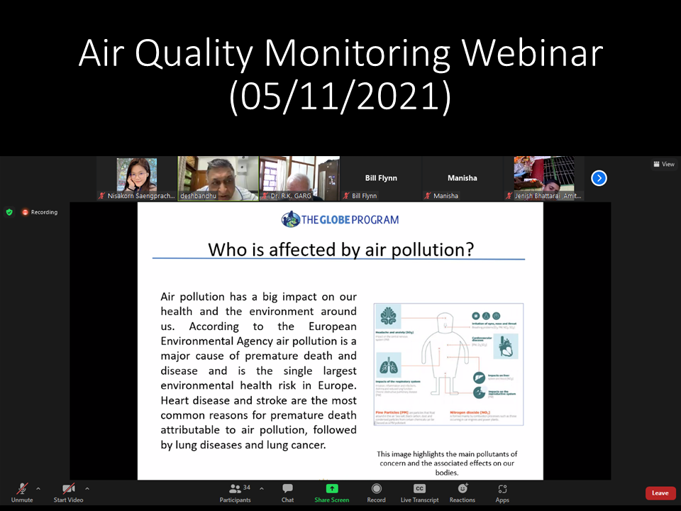 Slide from the 05 November 2021 webinar, showing "Who is affected by Air Pollution?"