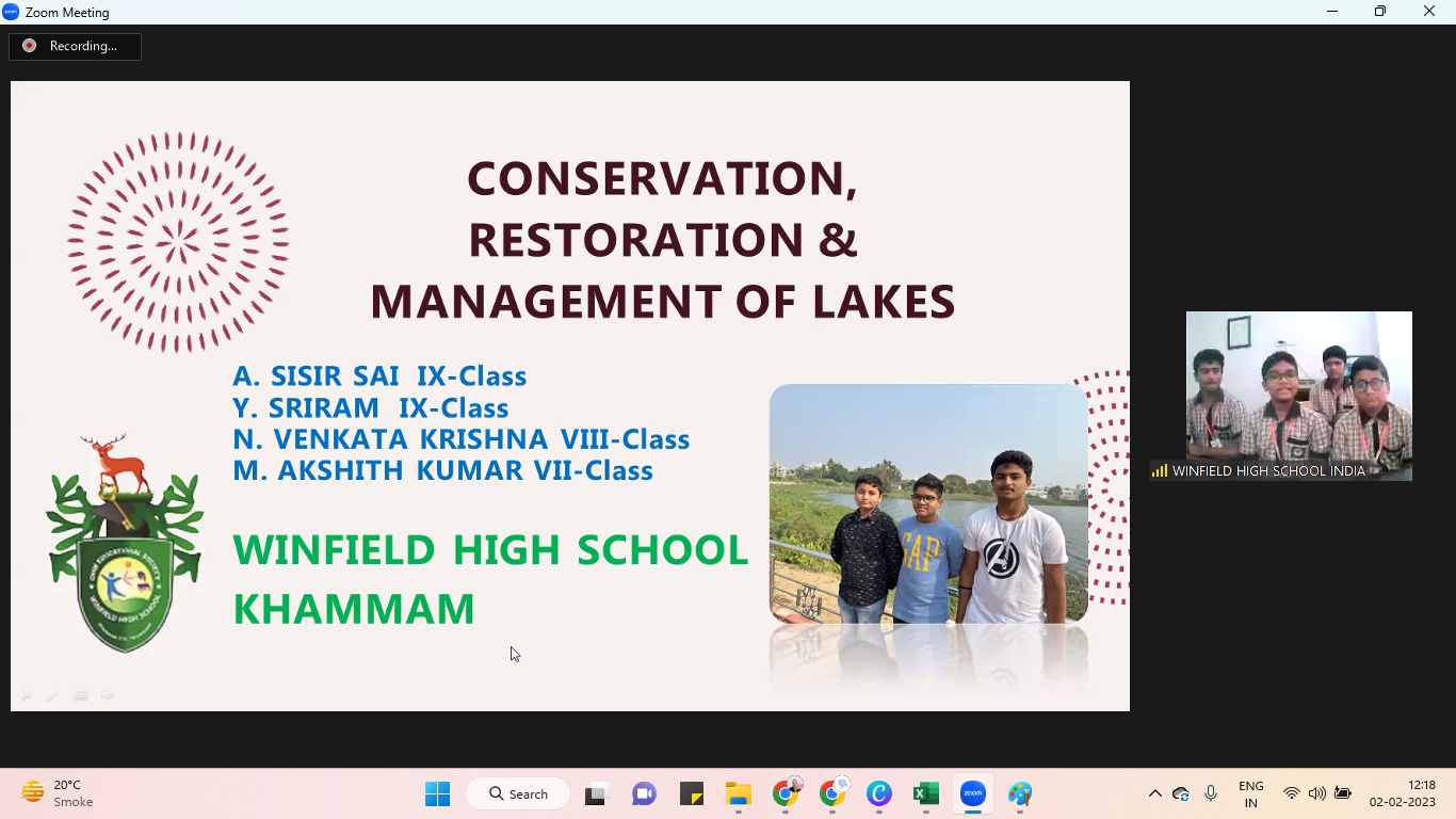 GLOBE students from Winfield High School, India, present research on conservation, restoration and management of lakes in Telangana on 02 February 2023