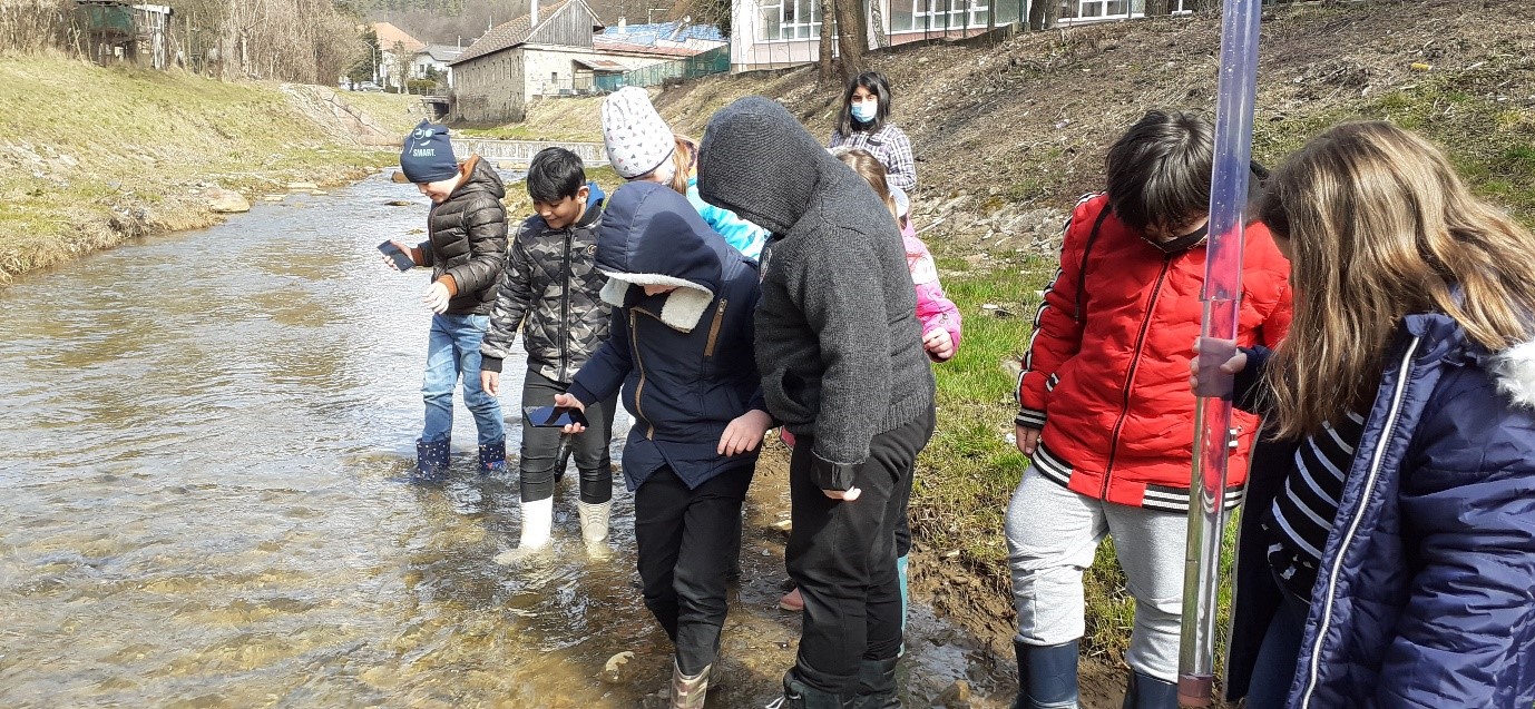 A group of students in Slovakia experiencing GLOBE activities