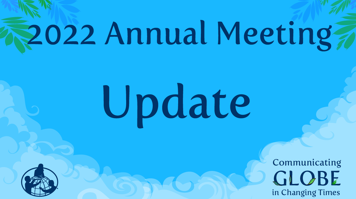 2022 Annual Meeting Update shareable, which shows clouds and leaves touching the sky