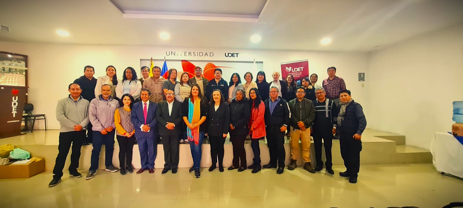 Group posing for photo in the university.