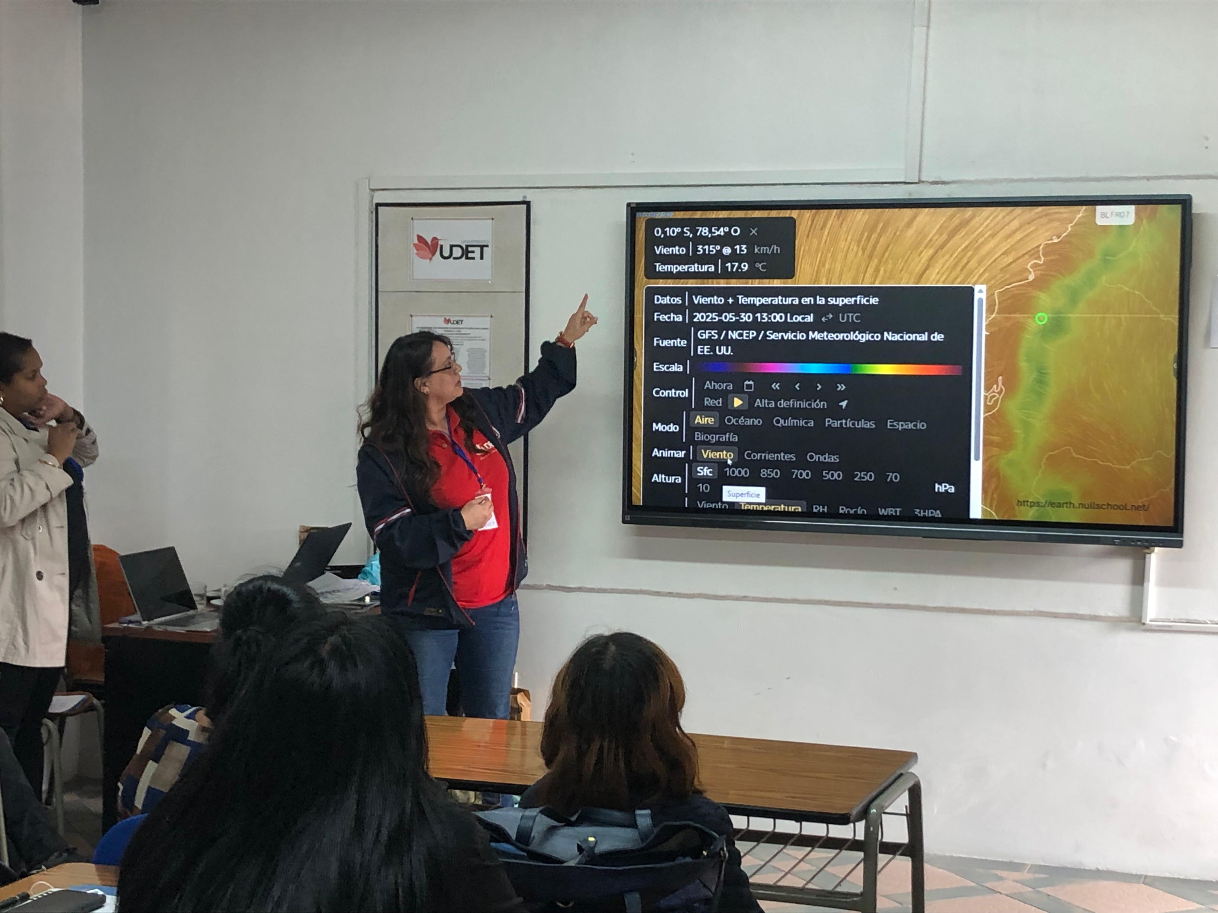Person presenting.