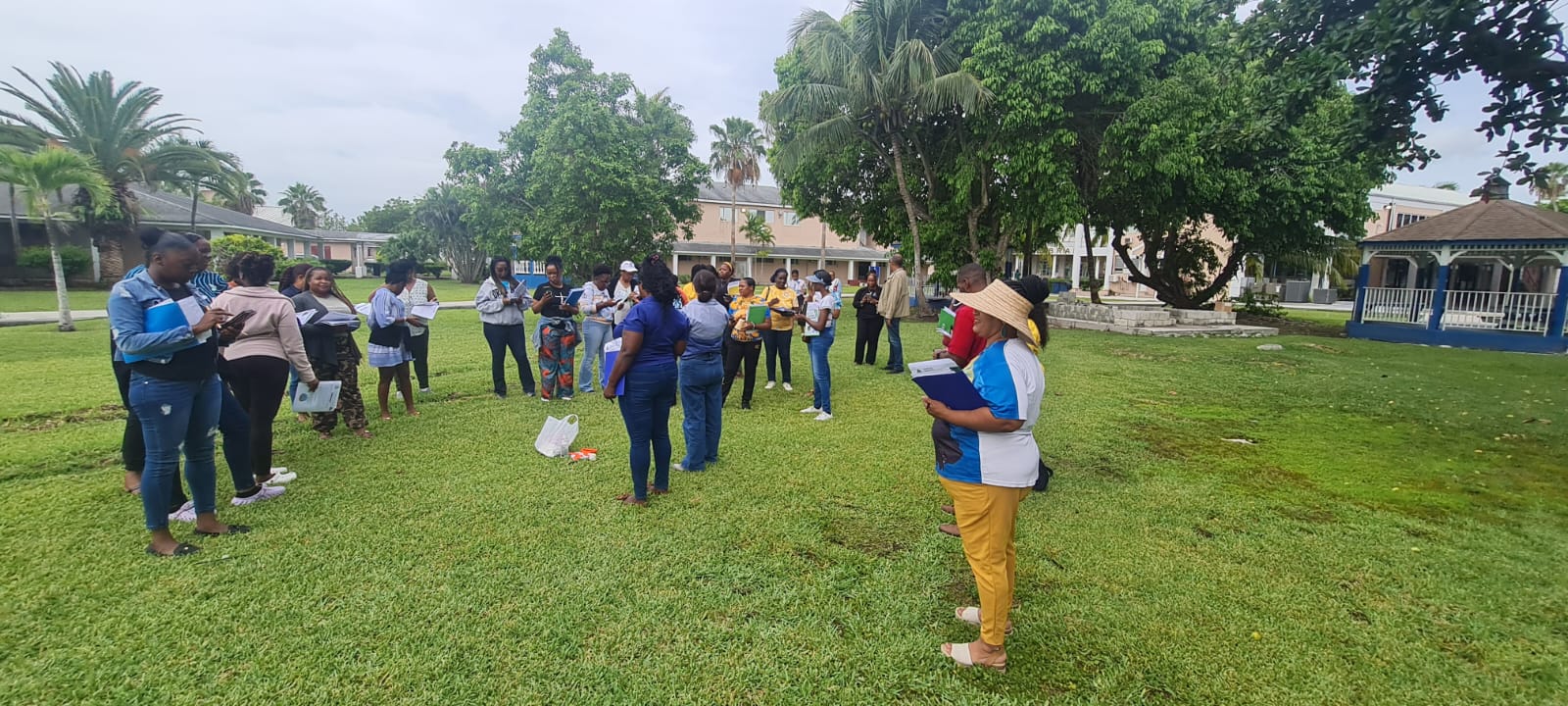 Group training outside.