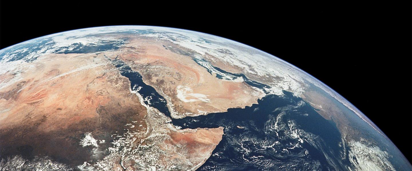 A view of a continent from space.