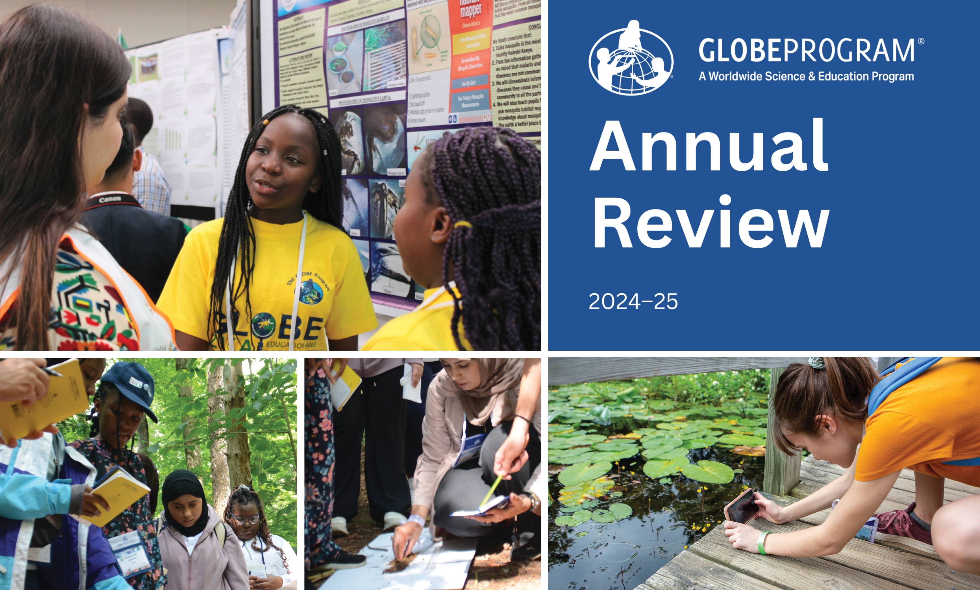 GLOBE Annual Review 2024-25 with photos of GLOBE in action.