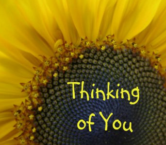 Photo of a flower that reads, "Thinking of You"