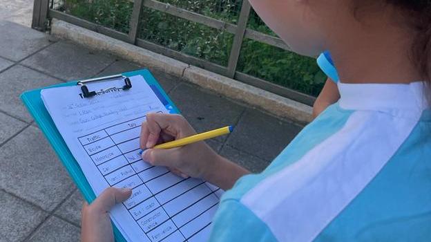 GLOBE student collecting data