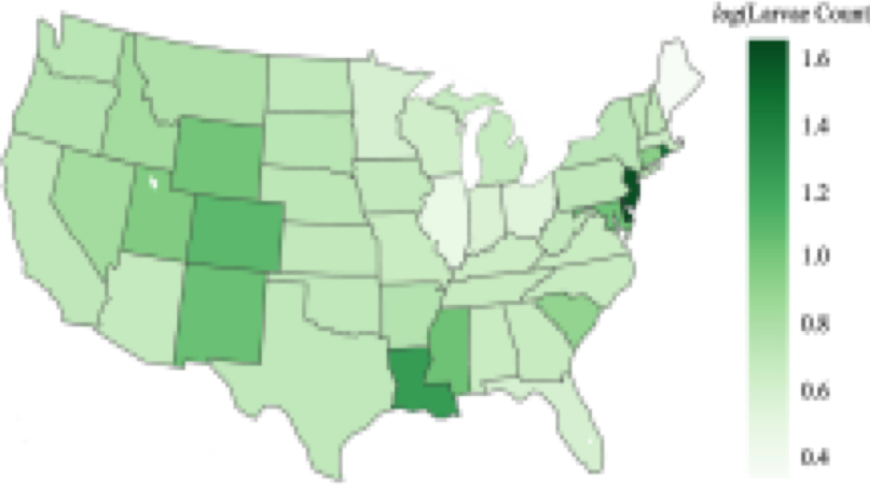 Larvae Abundance by State in 2050