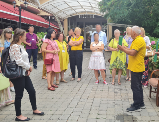 Group listening to a demonstration.