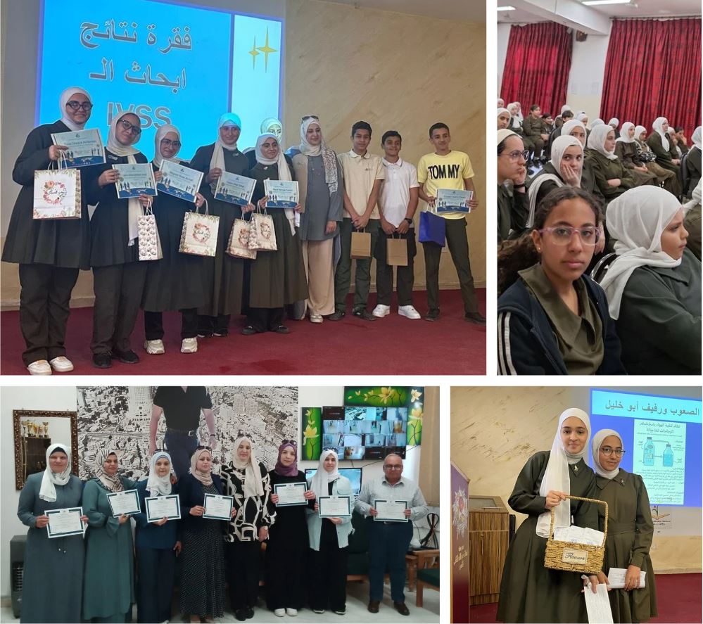 Collage of students presenting and posing with certificates.