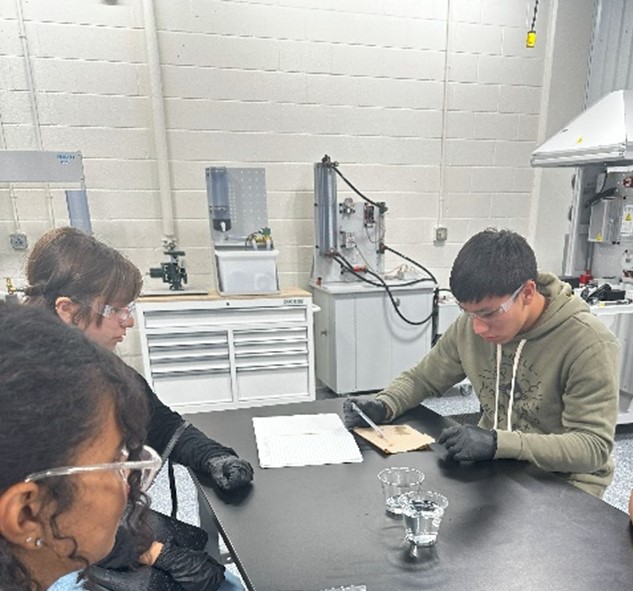 Students working with water samples.