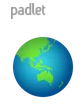 Graphic of the Earth with the text, "Padlet"
