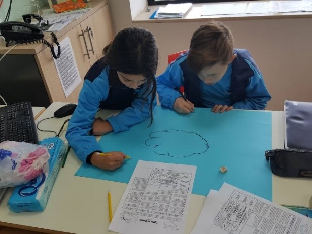 Students, and their work, at the Gozo College Xewkija Primary School (Gozo, Malta) 