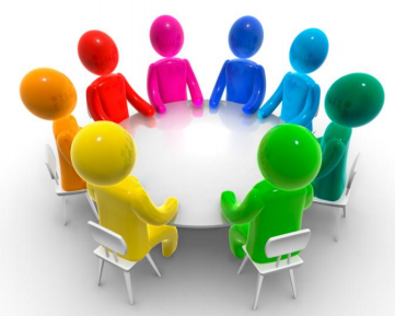 Graphic of a group of people sitting at a round table