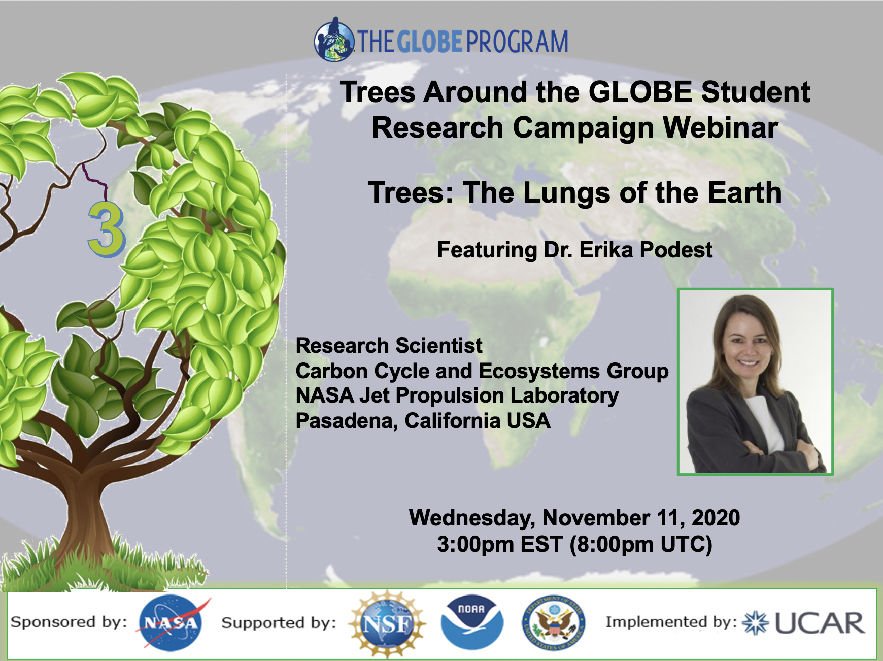 Trees Around the GLOBE Student Research Campaign 11 November 2020 webinar shareable