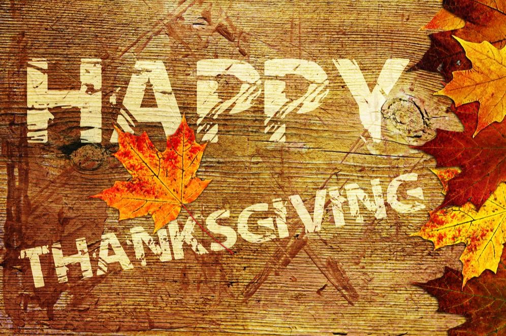 Graphic that reads, "Happy Thanksgiving"