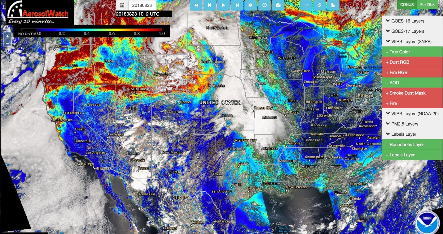 Graphic of air quality over the United States