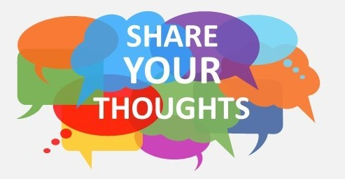 Graphic that reads, "Share Your Thoughts"
