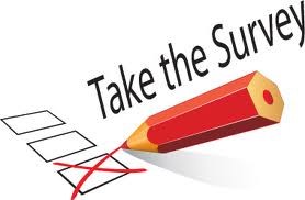 A graphic showing a red pencil checking one of three boxes, reading "Take the Survey"